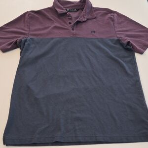 Travis Mathew Sz Med Purple and Navy Polo Shirt